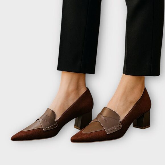 Women's Chunky Block Low Heels Pumps Work Office Dress Shoes Size 6 - Picture 1 of 9